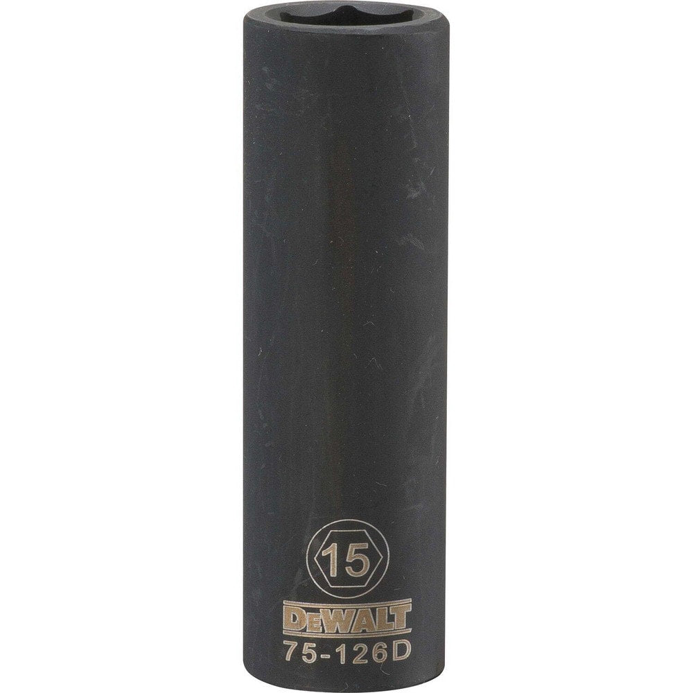 Impact Socket: 1/2" Drive, 15 mm Socket, Hex Drive