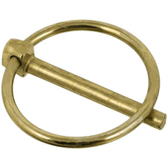 Lynch Pins; Pin Diameter: 0.1880; Usable Length: 1.313; Overall Length: 1.56; Pin Material: Carbon Steel; Pin Finish: Zinc Yellow; Shaft Length: 1.5625; Ring Material: Carbon Steel; Ring Finish: Zinc Yellow