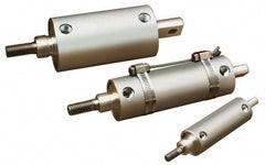 Single Acting Rodless Air Cylinder: 2-1/4" Bore, 1" Stroke, 150 psi Max, 1/8-27 NPT Port, Side Leg - Horizontal Mount