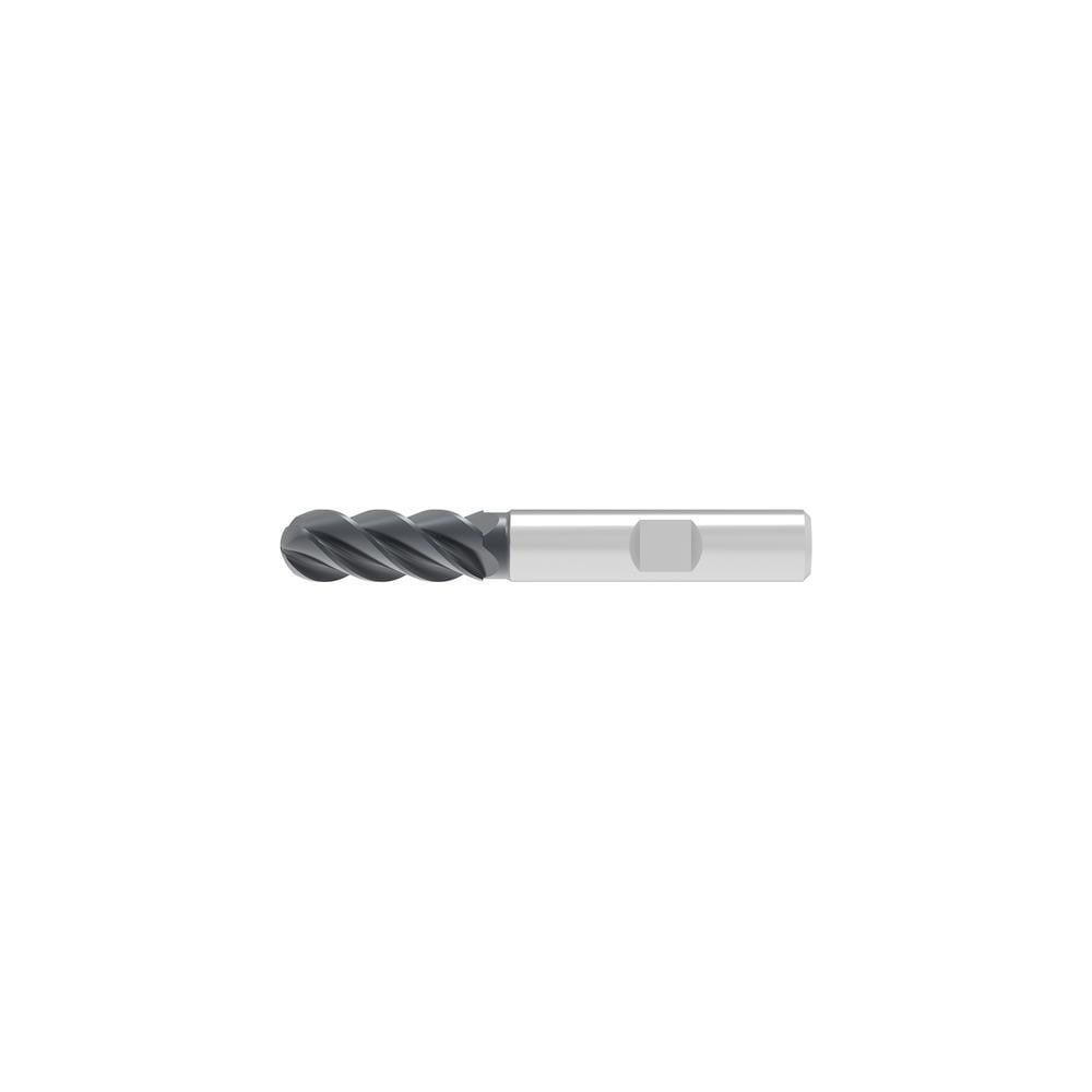 Ball End Mill: 10.00 mm Dia, 22.00 mm LOC, 4 Flute, Solid Carbide