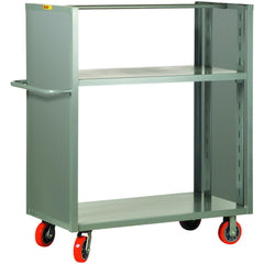 2-Sided Adjustable Shelf Utility Cart: 65-1/2" Long, 24" Wide, Steel, 3600 lb Capacity, Gray