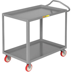 Ergonomic Handle Shelf Utility Cart: 54" Long, 24" Wide, Steel, 1200 lb Capacity, Gray