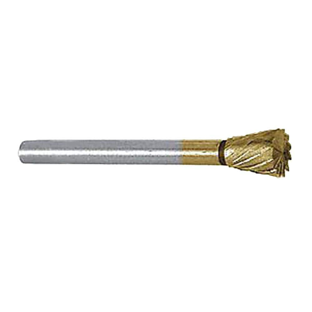 Abrasive Bur: 1/4" Cut Dia, Inverted Cone with Flat End, Single Cut