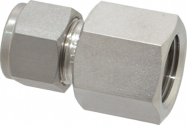 Compression Tube Connector: 1/2" Tube OD, Compression x FNPT