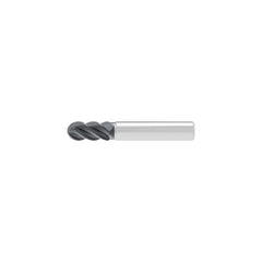 Ball End Mill: 8.00 mm Dia, 12.00 mm LOC, 4 Flute, Solid Carbide