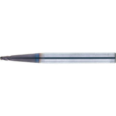 Tapered End Mill: 10 deg Angle per Side, 2.00 mm Small Dia, 4.00 mm LOC, 4 Flute, Ball End