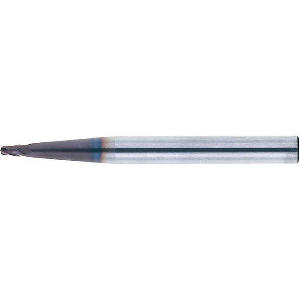 Tapered End Mill: 5 deg Angle per Side, 1.00 mm Small Dia, 3.00 mm LOC, 4 Flute, Ball End