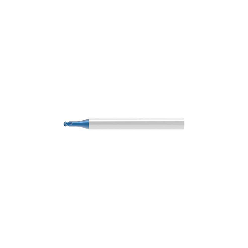 Ball End Mill: 0.60 mm Dia, 0.48 mm LOC, 2 Flute, Solid Carbide