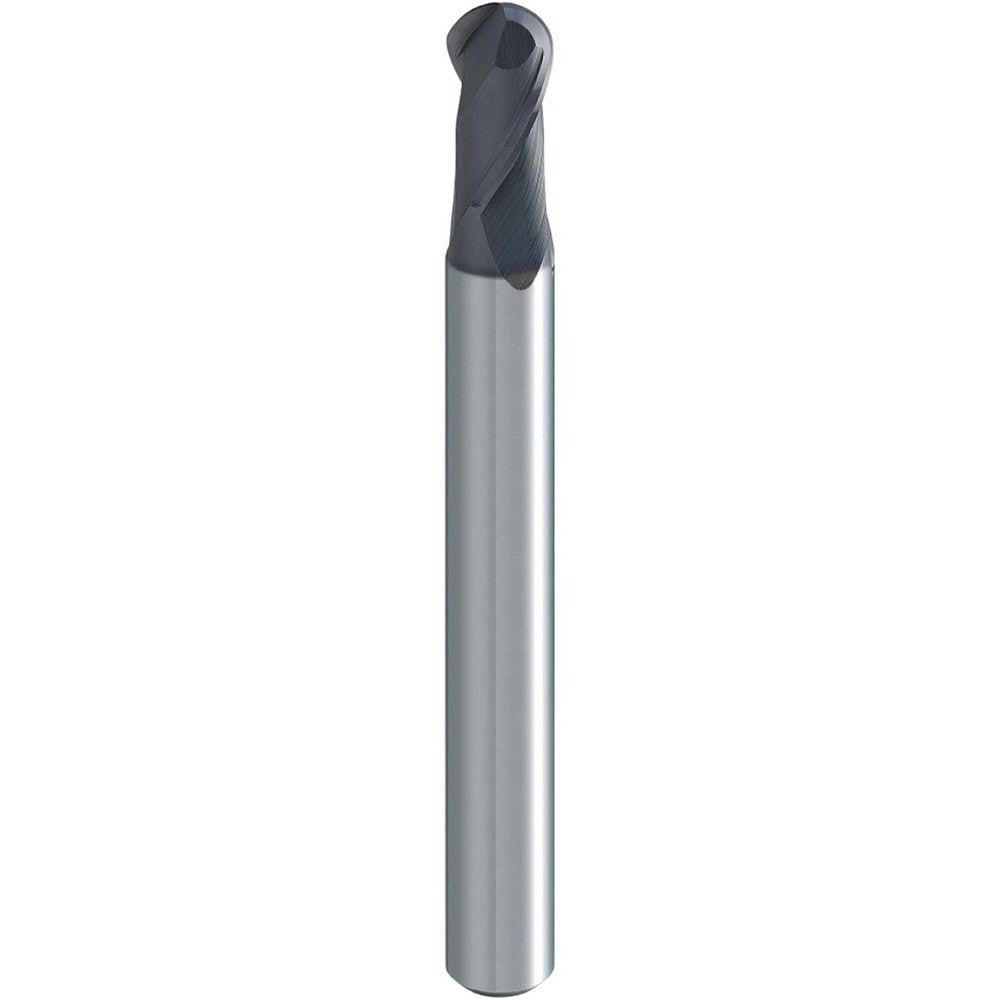 Ball End Mill: 1/4" Dia, 1/2" LOC, 2 Flute, Solid Carbide