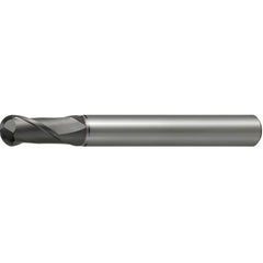 Ball End Mill: 12.00 mm Dia, 22.00 mm LOC, 2 Flute, Solid Carbide