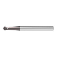 Ball End Mill: 1.50 mm Dia, 1.20 mm LOC, 2 Flute, Solid Carbide