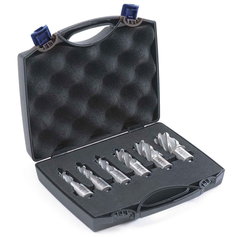 Annular Cutter Set: 6 Pc, 9/16 to 1" Dia, 1" Depth of Cut, Steel