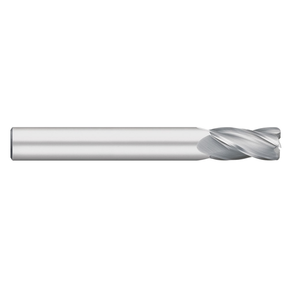 Corner Radius End Mill: 1/8" Dia, 3/4" LOC, 0.0200" Radius, 4 Flute, Solid Carbide