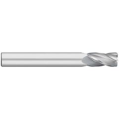 Corner Radius End Mill: 1/8" Dia, 3/4" LOC, 0.0050" Radius, 4 Flute, Solid Carbide