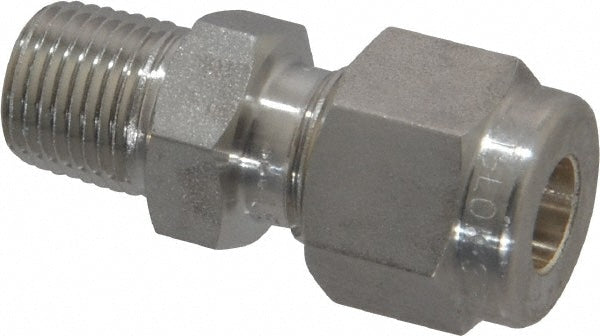 Compression Tube Connector: 1/4" Tube OD, Compression x MNPT