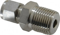 Compression Tube Connector: 9/16-20, 3/8" Tube OD, Compression x MNPT