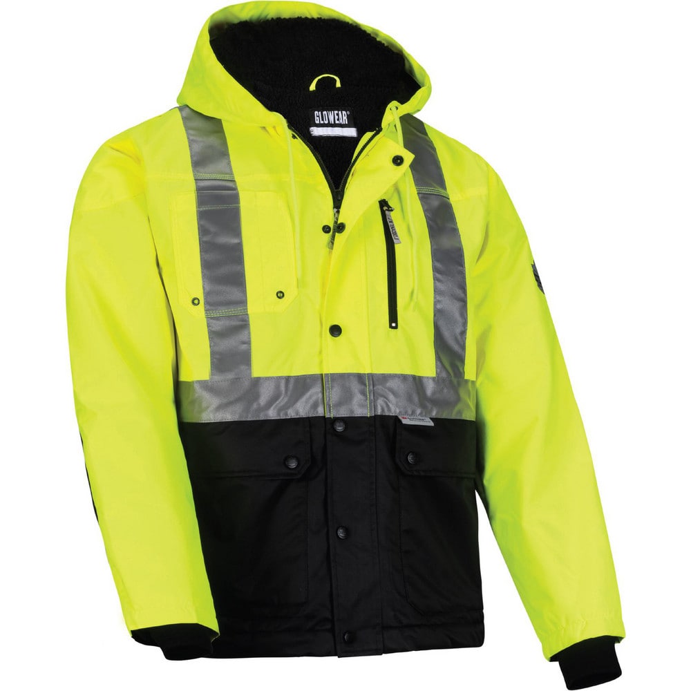 Work Hooded & Jacket: Size 2X-Large, Polyester & Fleece, Zipper & Snaps Closure