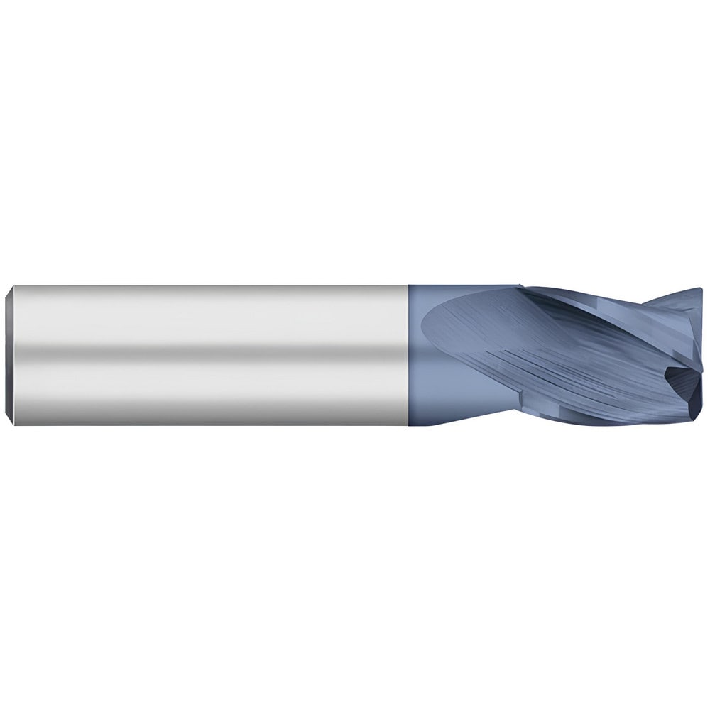 Corner Radius End Mill: 1/8" Dia, 1/4" LOC, 0.0150" Radius, 3 Flute, Solid Carbide