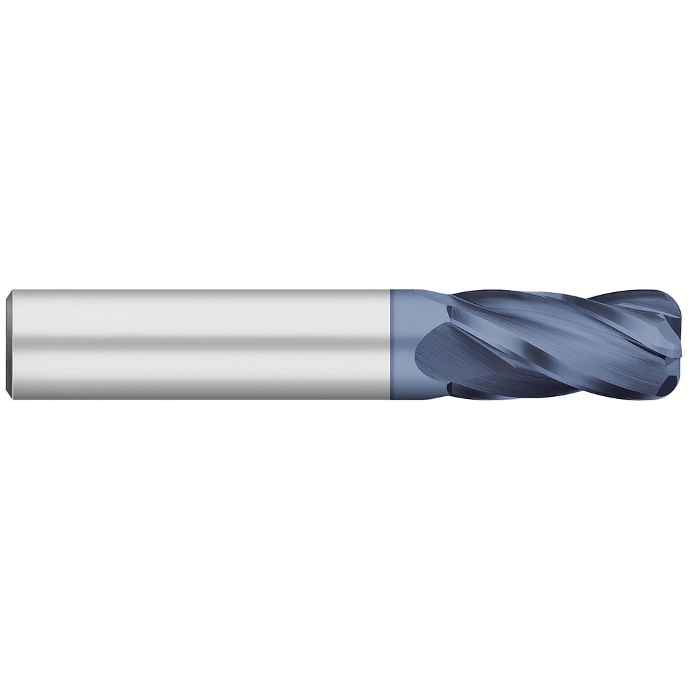 Corner Radius End Mill: 1/4" Dia, 1/2" LOC, 0.0600" Radius, 4 Flute, Solid Carbide