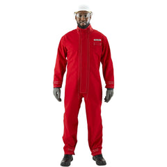 Non-Disposable Rain & Chemical-Resistant Coveralls: Chemical, Size 4X-Large, Red, Polyester