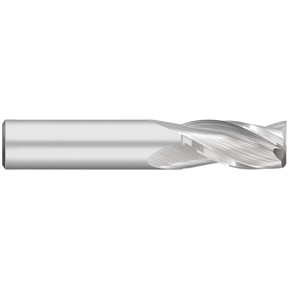 Corner Radius End Mill: 1/8" Dia, 1/2" LOC, 0.0300" Radius, 3 Flute, Solid Carbide