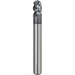 Ball End Mill: 5/16" Dia, 11.91 mm LOC, 4 Flute, Solid Carbide