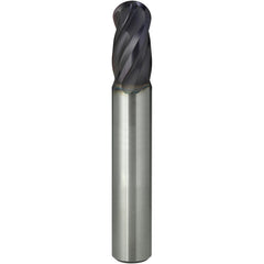 Ball End Mill: 12.00 mm Dia, 22.00 mm LOC, 4 Flute, Solid Carbide