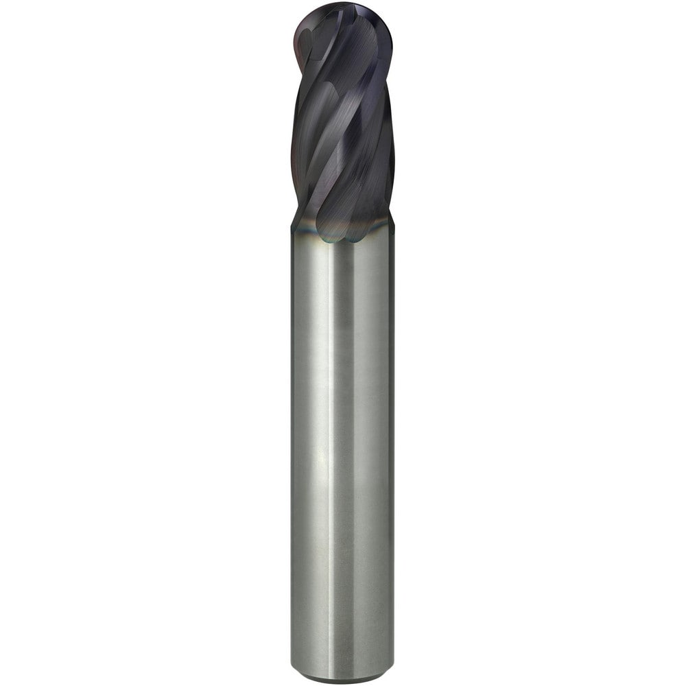 Ball End Mill: 3.00 mm Dia, 3.00 mm LOC, 4 Flute, Solid Carbide