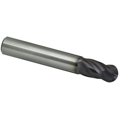 Ball End Mill: 12.00 mm Dia, 22.00 mm LOC, 4 Flute, Solid Carbide