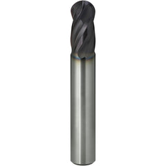 Ball End Mill: 4.00 mm Dia, 8.00 mm LOC, 4 Flute, Solid Carbide