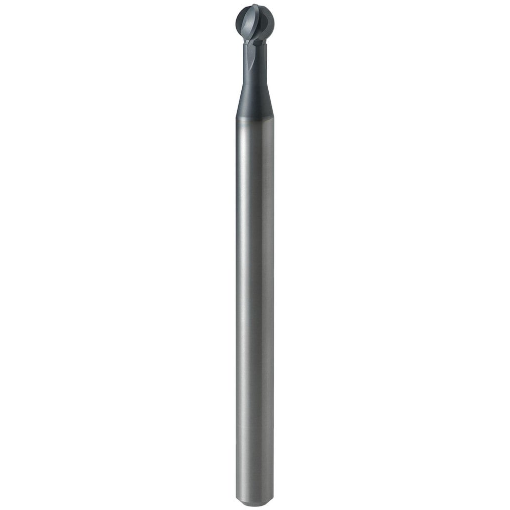 Ball End Mill: 1.30 mm Dia, 1.14 mm LOC, 4 Flute, Solid Carbide