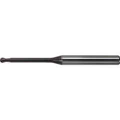 Ball End Mill: 1.00 mm Dia, 0.80 mm LOC, 2 Flute, Solid Carbide