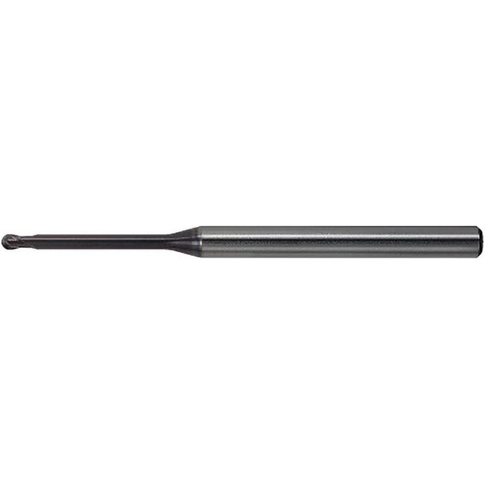 Ball End Mill: 2.00 mm Dia, 1.60 mm LOC, 2 Flute, Solid Carbide