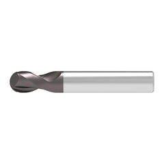 Ball End Mill: 1.50 mm Dia, 1.50 mm LOC, 2 Flute, Solid Carbide