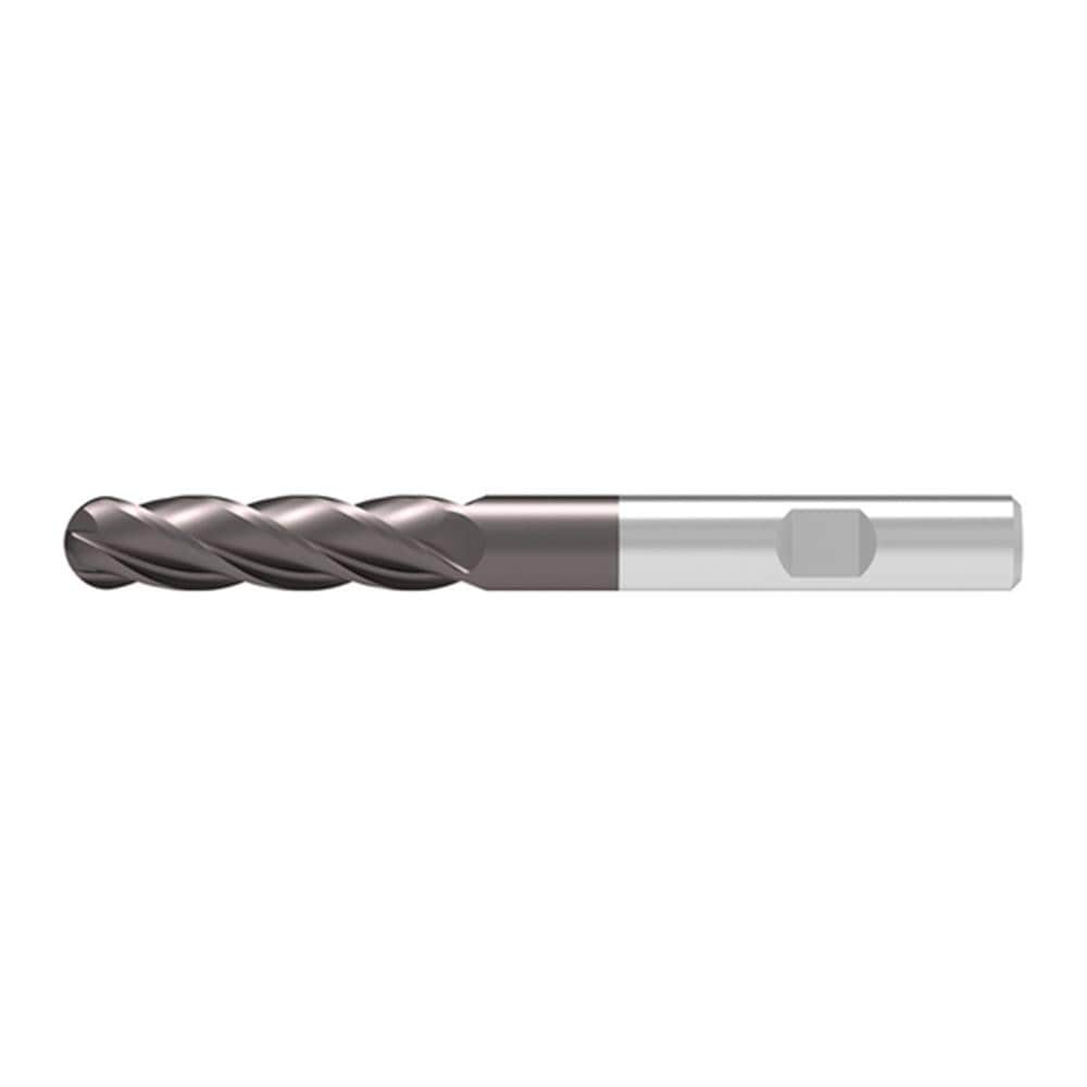 Ball End Mill: 6.00 mm Dia, 40.00 mm LOC, 4 Flute, Solid Carbide