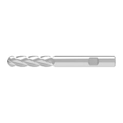 Ball End Mill: 20.00 mm Dia, 75.00 mm LOC, 4 Flute, Solid Carbide