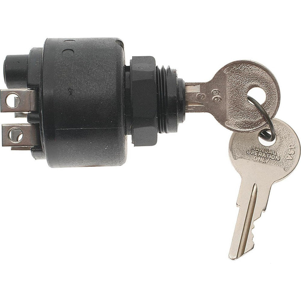 Automotive Switches; Switch Type: Ignition Switch-12v; Number Of Connections: 6; Contact Form: Screws; Sequence: Off-On/ACC-Start; Amperage: 30; Voltage: 12; Color: Black; Actuator Type: Key Manual