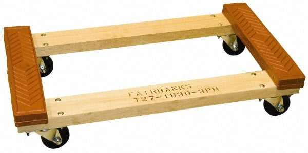 Open Rubber Capped Raised End Dolly: Hardwood Top