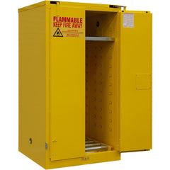 Flammable & Hazardous Storage Cabinets:  55.000 gal Drum, 2.000 Door,  1 Shelf,  Self Closing,  Safety Yellow