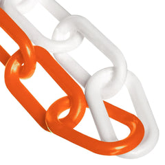 Barrier Rope & Chain; Type: Safety Chain; Snap End Material: Polyethylene, Plastic; Hook Fitting Material: Plastic; Color: Safety Orange, White; Link Type: Straight Link; Rope/ Chain Material: Polyethylene, Plastic