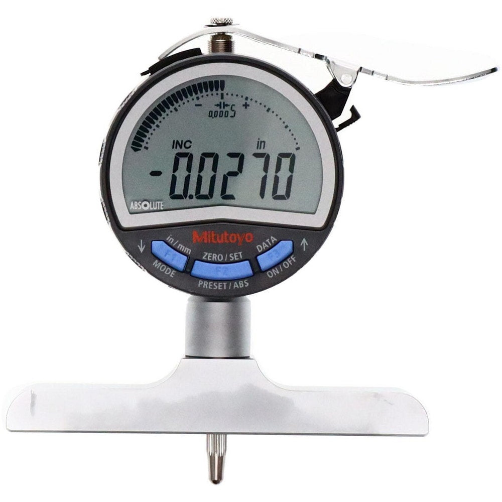 Electronic Depth Gages; Resolution (mm): 0.01; 0.001; Resolution (Decimal Inch): 0.0005; 0.001; Rod Type: Solid; Base Length (Inch): 4; Accuracy (Decimal Inch): +/-.001; Accuracy (mm): 0.0254; Calibrated: No; Color: Silver; Black; Base Flatness (Decimal I