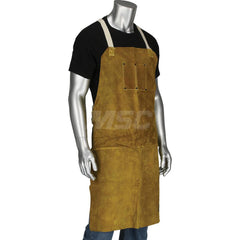 Bib Apron: Welding, Cowhide Leather, 36" OAL, Straps with Side Release Buckles Closure