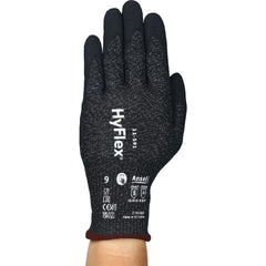 Cut, Puncture & Abrasion-Resistant Gloves: HyFlex 11-591, Size Large, ANSI Cut A9, ANSI Puncture 4, Nitrile, HPPE, Nylon, Spandex, Steel, Graphene & Tungsten Steel