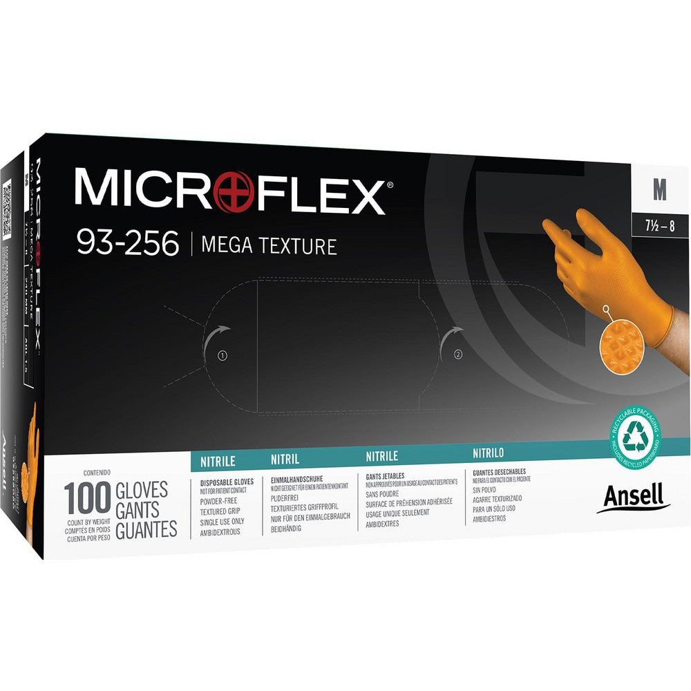 Disposable Gloves: Series Microflex 93-256 Mega Texture, Size Small, 6.3 mil, Nitrile Coated, Nitrile, General Purpose Grade, Powder-Free, No