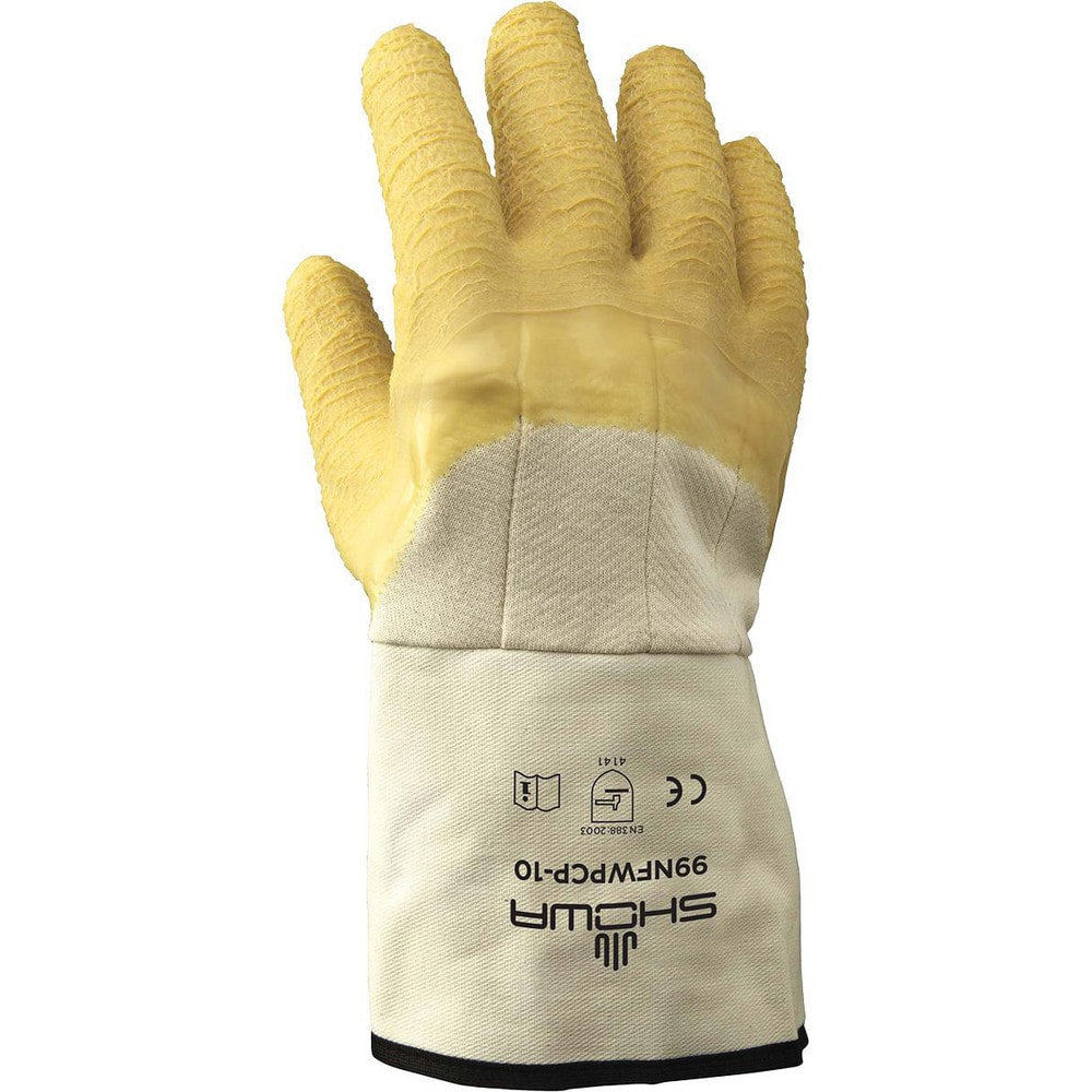 Work Gloves: SHOWA 99NFWPCP, Natural Rubber Latex-Coated Cotton Knit & Natural Rubber, Industrial