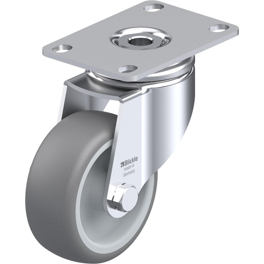 Top Plate Casters; Mount Type: Plate; Number of Wheels: 1.000; Wheel Diameter (Inch): 5; Wheel Material: Rubber; Wheel Width (Inch): 1-1/4; Wheel Color: Gray