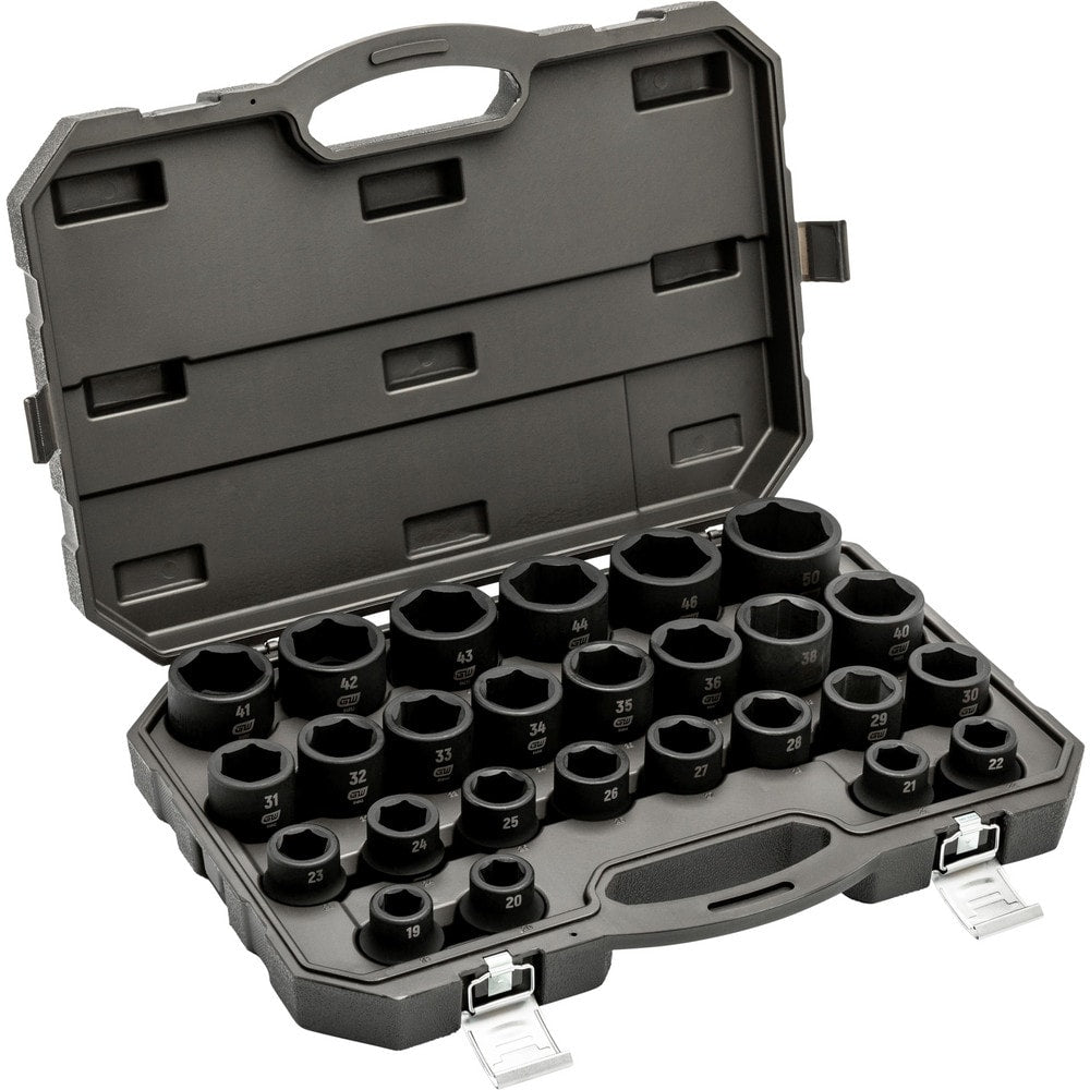 Socket Sets; Set Type: Impact; Measurement Type: Metric; Drive Size: 3/4; Minimum Size (mm): 19.00