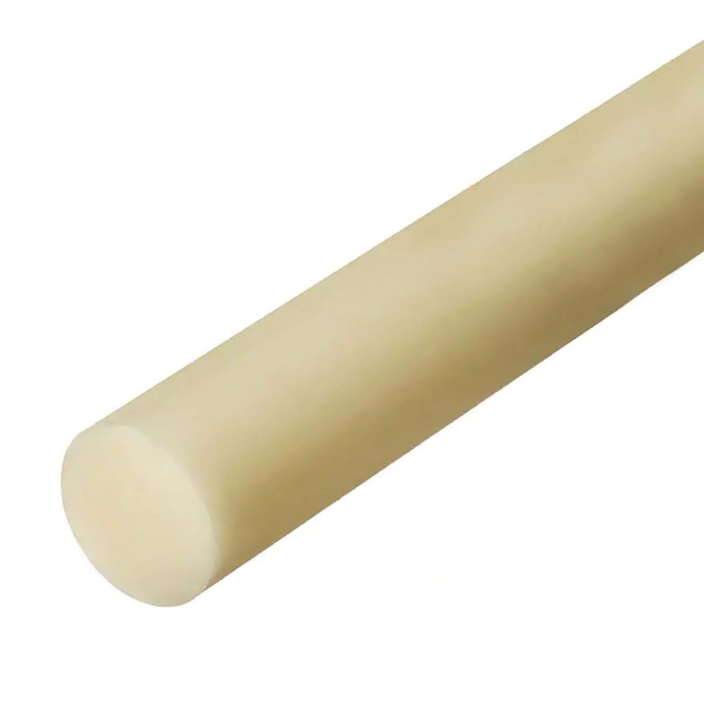 Plastic Rod: 12" Long, 2" Dia, Natural Color, Opaque, 5000 psi Tensile Strength