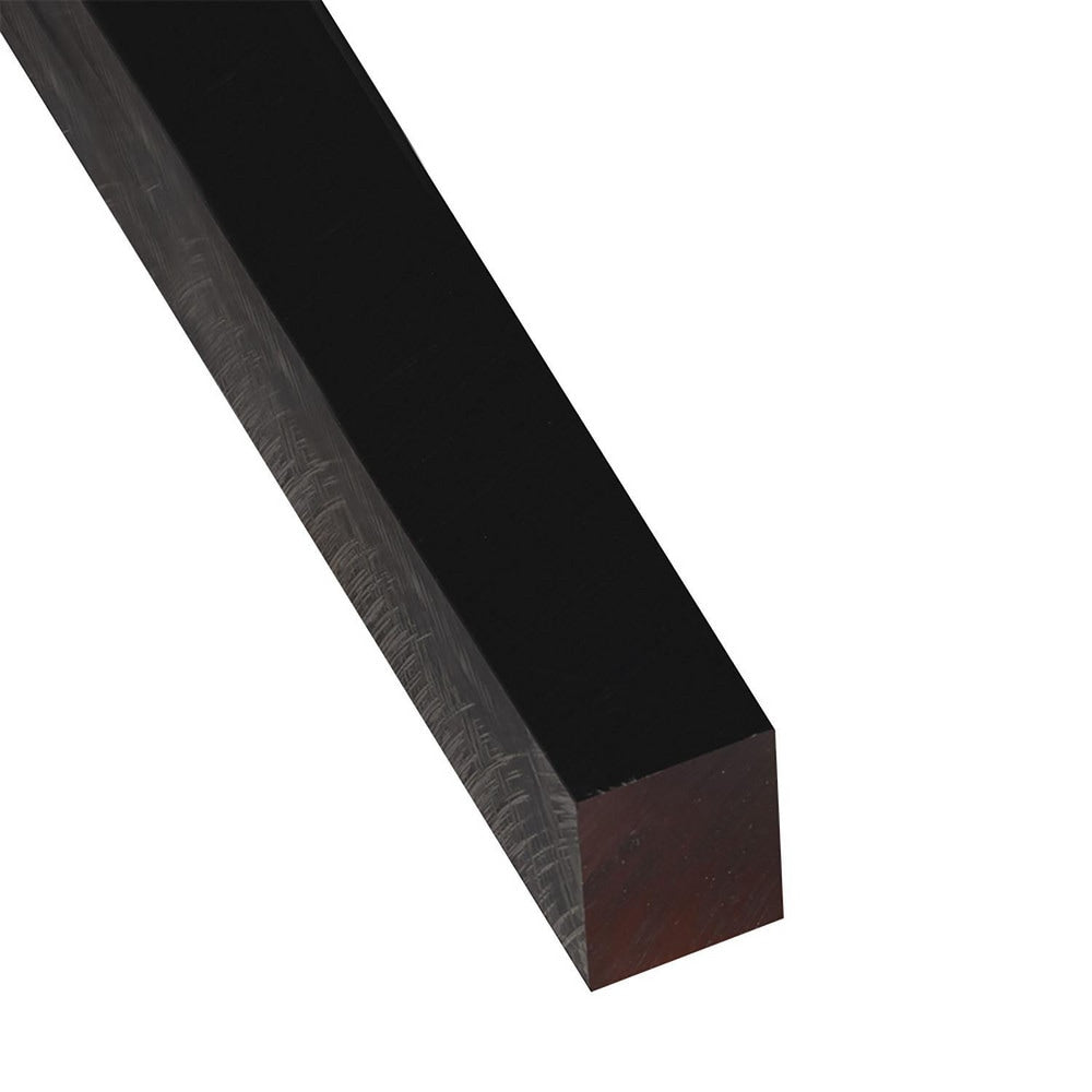 Plastic Square Rod: 48" Long, 0.75" Dia, Black, Opaque, 5000 - 1000 psi Tensile Strength