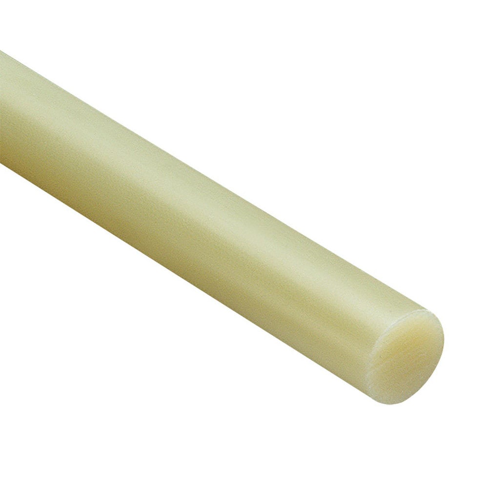 Plastic Rod: 12" Long, 1" Dia, Yellow, Opaque, 10000 psi Tensile Strength